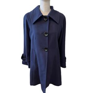 Dale Dressin Stunning Amicale Superfine Merino Wool Dress Coat Blue 2